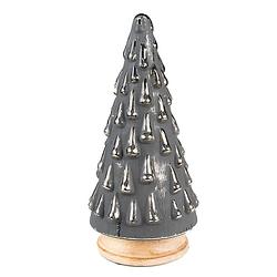 Foto van Clayre & eef kerstdecoratie kerstboom 32 cm grijs hout glas decoratief figuur decoratieve accessoires woonaccessoires