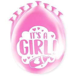 Foto van Paper dreams ballonnen it's a girl 18,5 cm latex roze 8 stuks