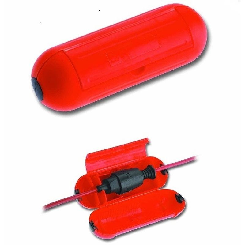 Foto van 2x stekkersafe / veiligheidsboxen stekkerverbindingen kunststof rood 21 x 6,5 x 7 cm - stekkersafe