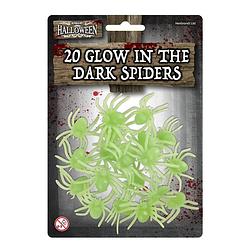 Foto van Halloween - 20x stuks glow in the dark horror griezel spinnen 5 cm - feestdecoratievoorwerp