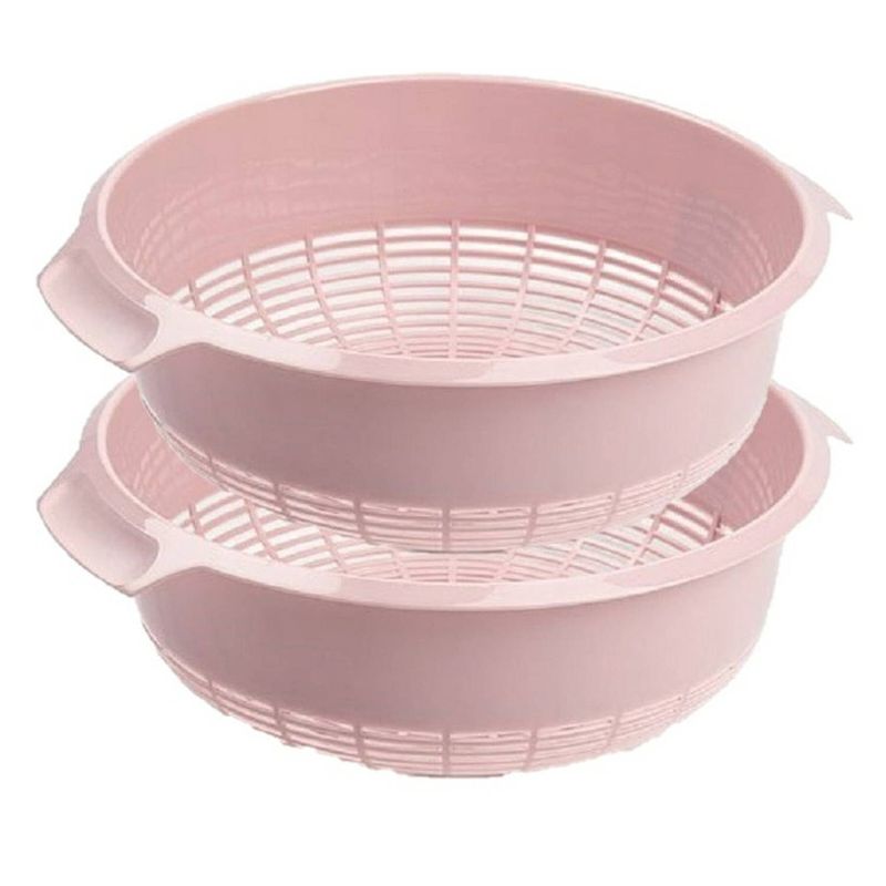 Foto van Forte plastics set van 2x stuks kunststof keuken vergiet van 27 x 10 cm oud roze - vergieten