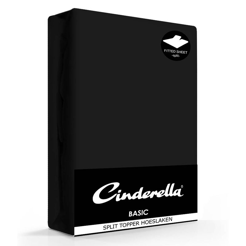 Foto van Cinderella splittopper hoeslaken basic percaline black-160 x 210 cm