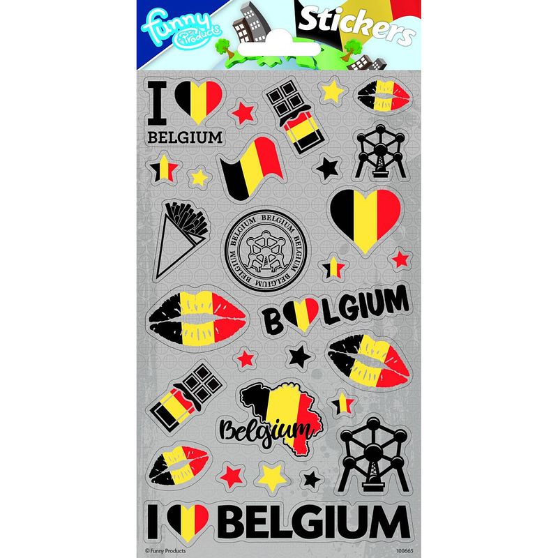 Foto van Funny products stickers belgië 20 x 10 cm folie papier 28 stuks