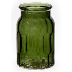 Foto van Bloemenvaas - groen - transparant glas - d12 x h18 cm - vazen