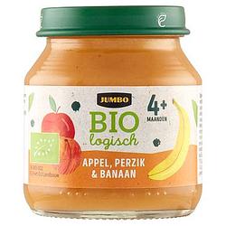 Foto van Jumbo biologisch appel, perzik & banaan 4+ maanden 125g