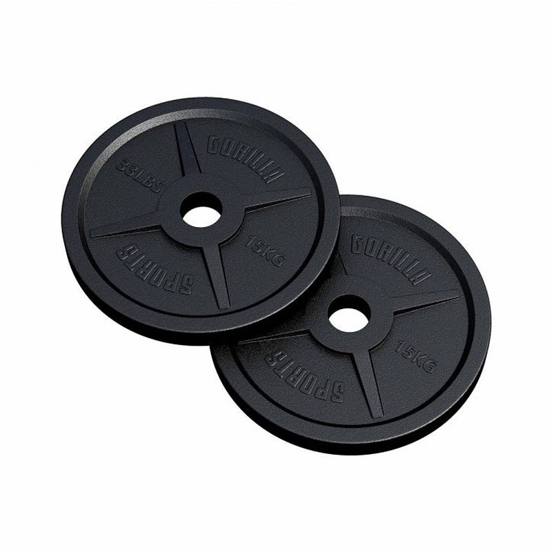 Foto van Gorilla sports halterschijven set - bundel - 30 kg (2 x 15 kg) - gietijzer -