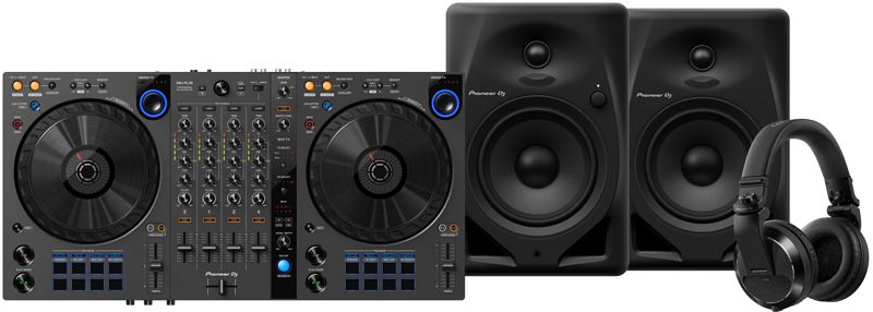 Foto van Pioneer dj ddj-flx6 + pioneer dj hdj-x7 zwart + pioneer dj dm-50d zwart