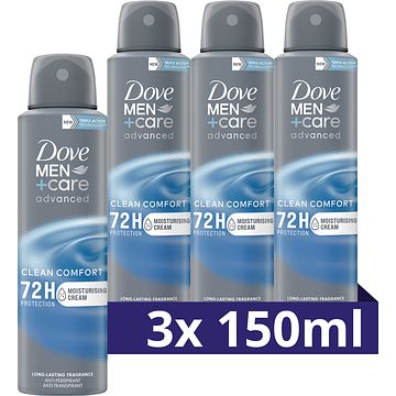 Foto van Dove men+care advanced antitranspirant deodorant spray clean comfort 3 x 150ml bij jumbo