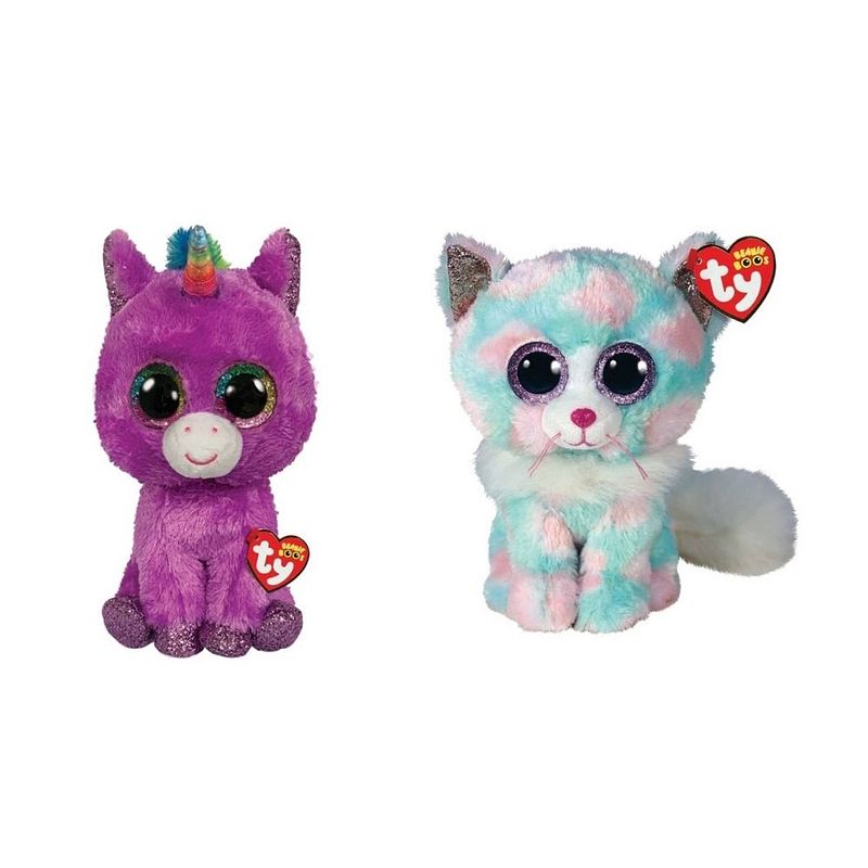 Foto van Ty - knuffel - beanie buddy - rosette unicorn & opal cat