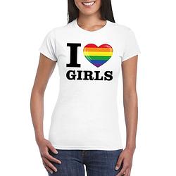 Foto van I love girls regenboog t-shirt wit dames xl - feestshirts