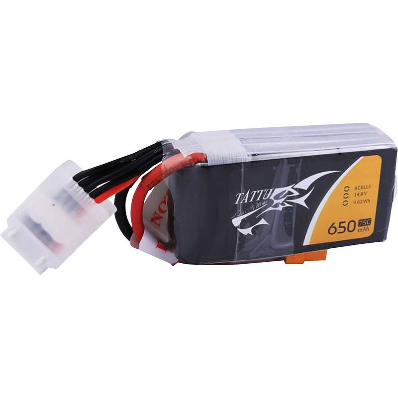 Foto van Tattu lipo accupack 14.8 v 650 mah aantal cellen: 4 75 c softcase xt30