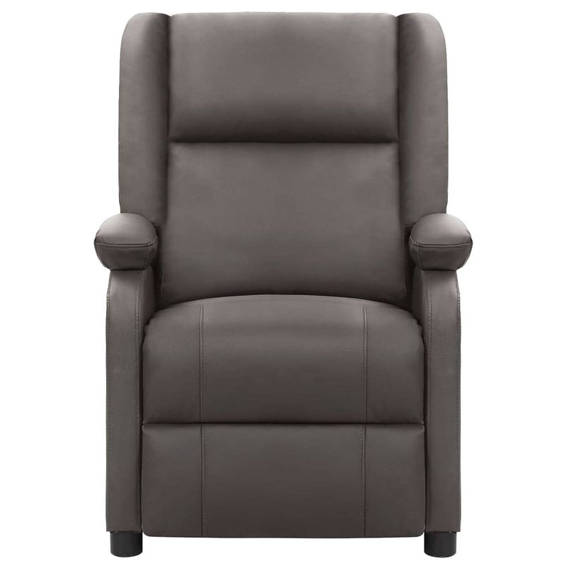 Foto van The living store verstelbare fauteuil - grijs - 71 x 90.5 x 96 cm - echt leer - metaal