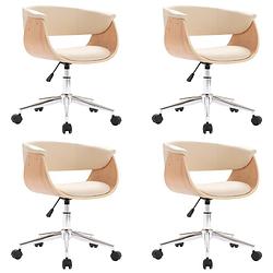 Foto van The living store draaibare eetkamerstoelen - set van 4 - crème - 59.5 x 58 x (66-74) cm - kunstleer