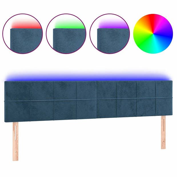 Foto van Vidaxl hoofdbord led 160x5x78/88 cm fluweel donkerblauw