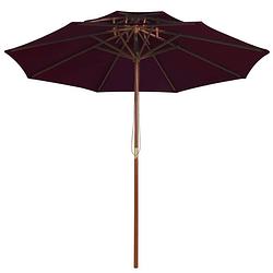 Foto van The living store tuinparasol - houten - 270 x 256 cm - bordeauxrood