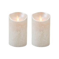 Foto van 2x zilveren led kaarsen / stompkaarsen met bewegende vlam 12,5 cm - led kaarsen