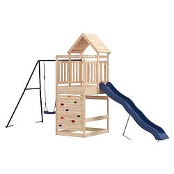 Foto van The living store houten speelset - multi-activiteitencentra - 118 cm hoog - massief grenenhout - stevig en stabiel -