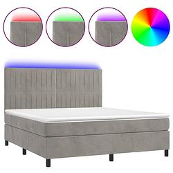 Foto van The living store boxspring bed 160x200 - led - fluweel - pocketvering - topmatras