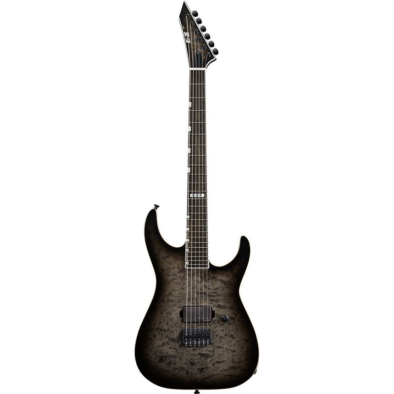 Foto van Esp e-ii m-i thru nt qm see thru black sunburst elektrische gitaar met gigbag