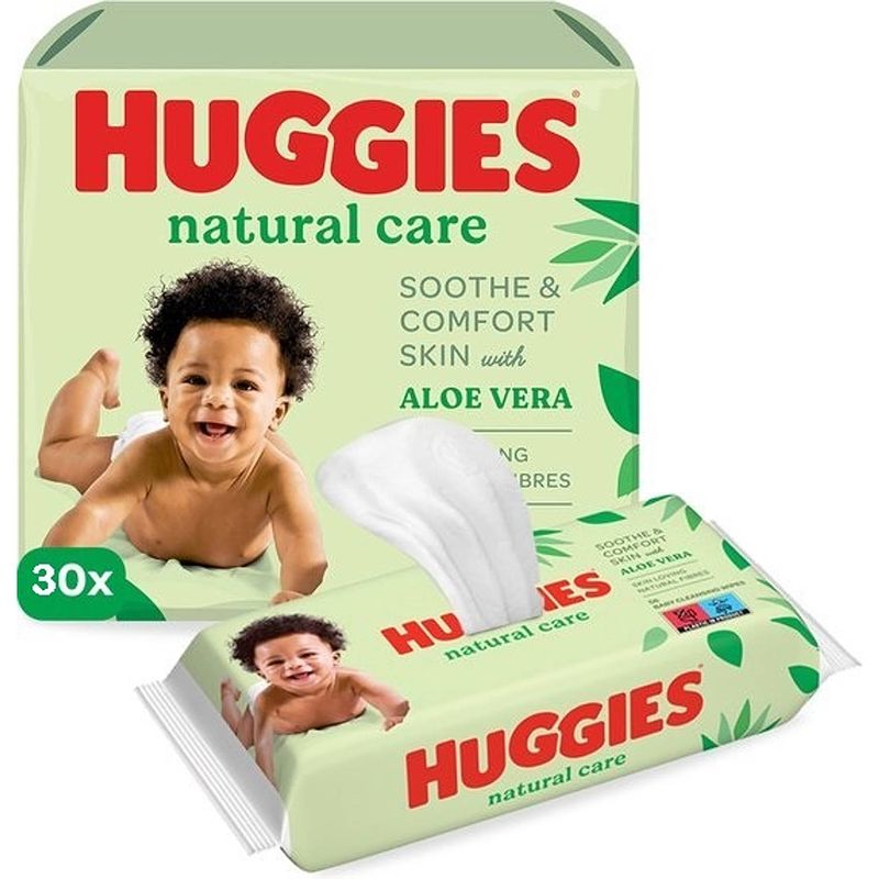 Foto van Huggies - natural care - billendoekjes - 1680 babydoekjes - 30 x 56