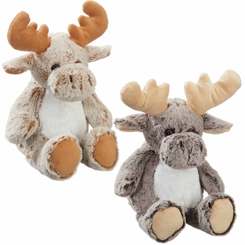 Foto van Set van 2x stuks pluche rendier knuffels 40 cm knuffels/kerstknuffel - knuffel bosdieren