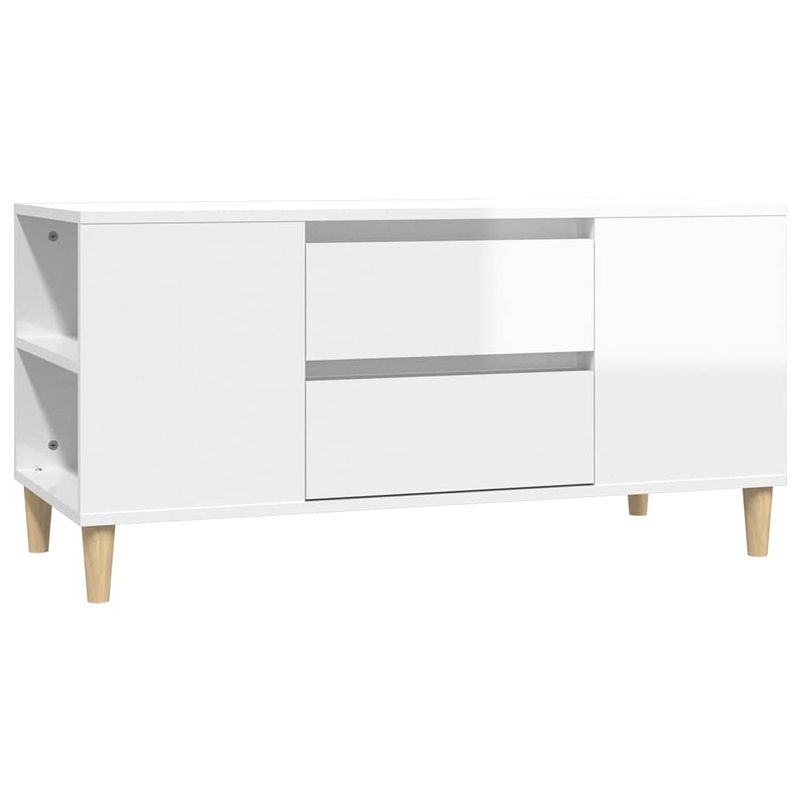 Foto van The living store tv-meubel scandinavische stijl - hoogglans wit - 102 x 44.5 x 50 cm - duurzaam hout