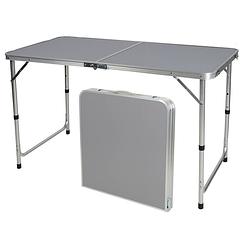 Foto van Sunnydays camping tafel - aluminium - opvouwbaar - grijs - l120 x b60 x h67 cm - bijzettafels - campingtafels