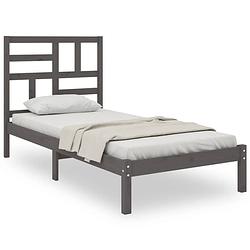 Foto van The living store bedframe - houten eenpersoonsbed - 195.5 x 96 x 104 cm - grijs