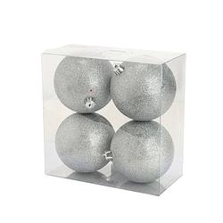 Foto van Cosy @home kerstballen zilver glitter ø 10 cm - 4 stuks