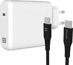 Foto van Xtrememac power delivery oplader 45w wit + usb c kabel kunststof 1,5m zwart