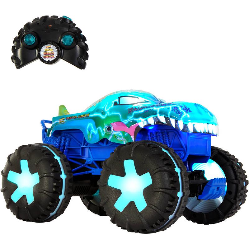 Foto van Hot wheels op afstand bestuurbare monstertruck mega wrex alive