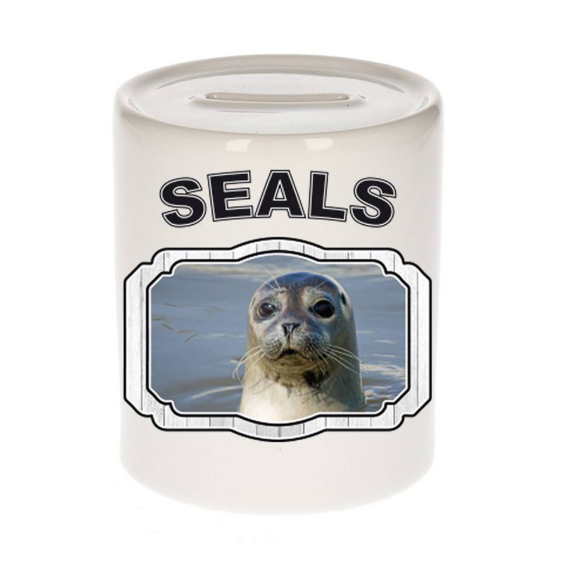 Foto van Dieren grijze zeehond spaarpot - seals/ zeehonden spaarpotten kinderen 9 cm - spaarpotten