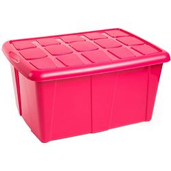 Foto van Plasticforte opslagbox met deksel - fuchsia roze - 60l - kunststof - 63 x 46 x 32 cm - opbergbox