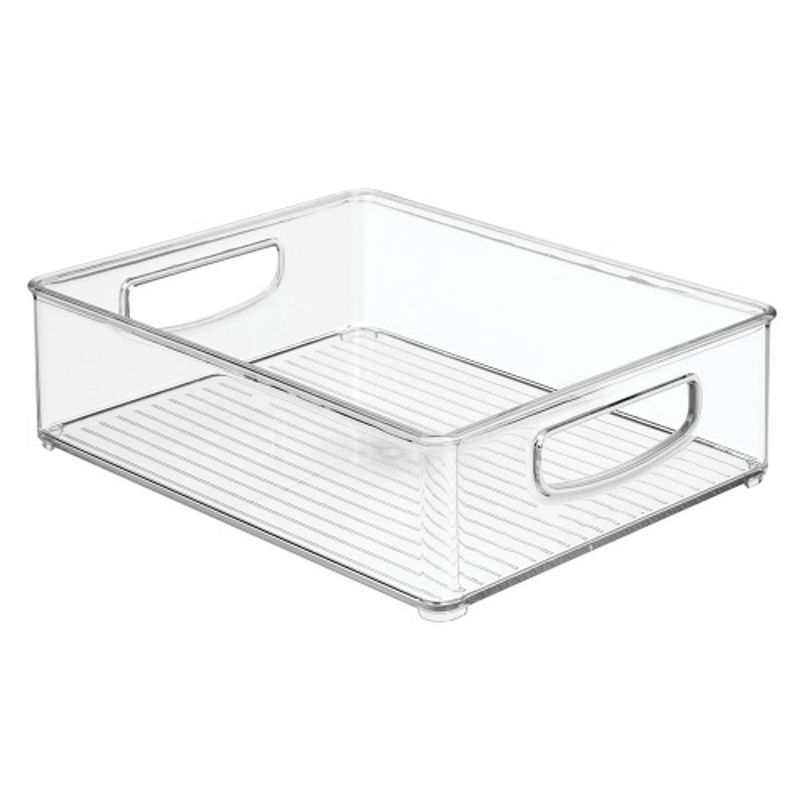 Foto van Idesign - opbergbox met handvaten, 20.3 x 25.4 x 7.6 cm, stapelbaar, kunststof, transparant - idesign kitchen binz