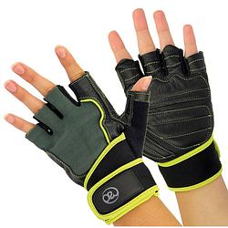 Foto van Fitness-mad fitness-handschoenen heren leer zwart/groen maat xl