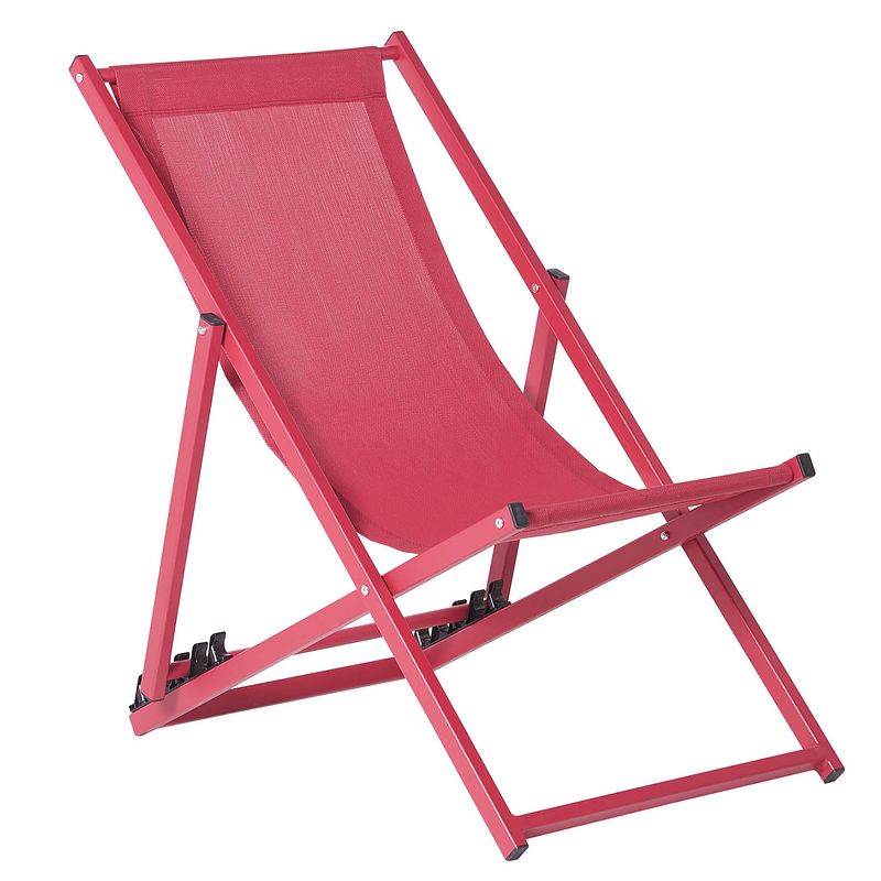 Foto van Beliani locri - tuinligstoel-rood-polyester, aluminium