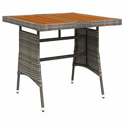 Foto van Vidaxl tuintafel 70x70x72 cm poly rattan en massief acaciahout grijs