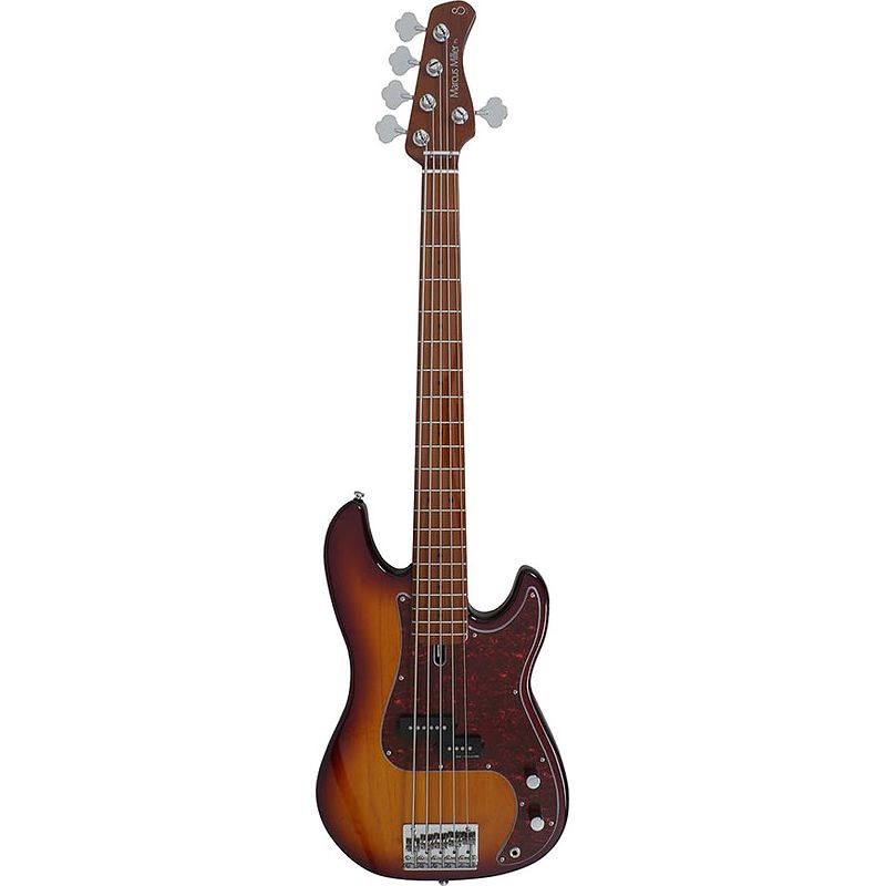 Foto van Sire marcus miller p5-5 alder tobacco sunburst 5-snarige elektrische basgitaar