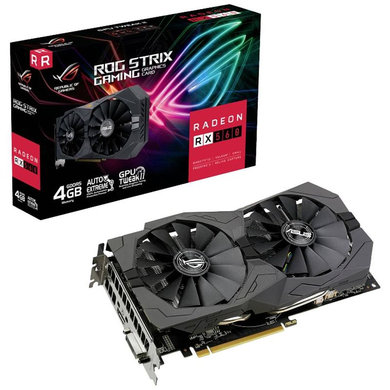 Foto van Asus videokaart amd radeon rx 560 gaming 4 gb gddr5-ram pcie hdmi, dvi