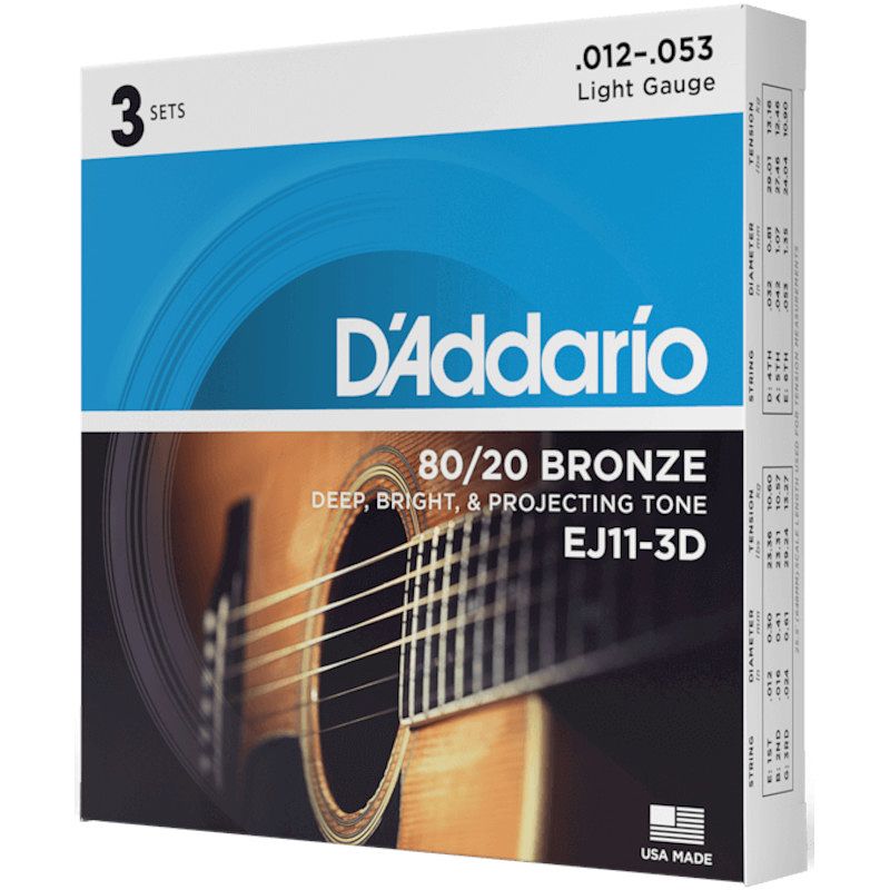 Foto van D'saddario ej11-3d 12-53 light bronze snaren voor westerngitaar (3 sets)