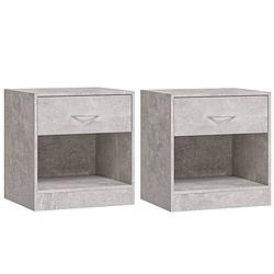 Foto van The living store nachtkastjes betongrijs - 36.5 x 30.5 x 38 cm - 1 lade - duurzaam hout