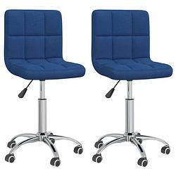 Foto van Vidaxl eetkamerstoelen draaibaar 2 st stof blauw