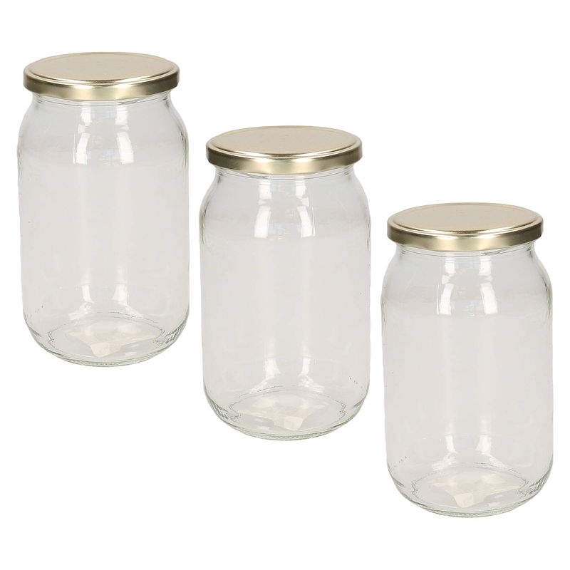 Foto van 3x luchtdichte weckpot transparant glas 900 ml - weckpotten