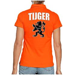 Foto van Holland fan polo t-shirt tijger oranje met leeuw voor dames 2xl - feestshirts