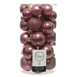 Foto van 90x kunststof kerstballen glanzend/mat/glitter oud roze kerstboom versiering/decoratie - kerstbal