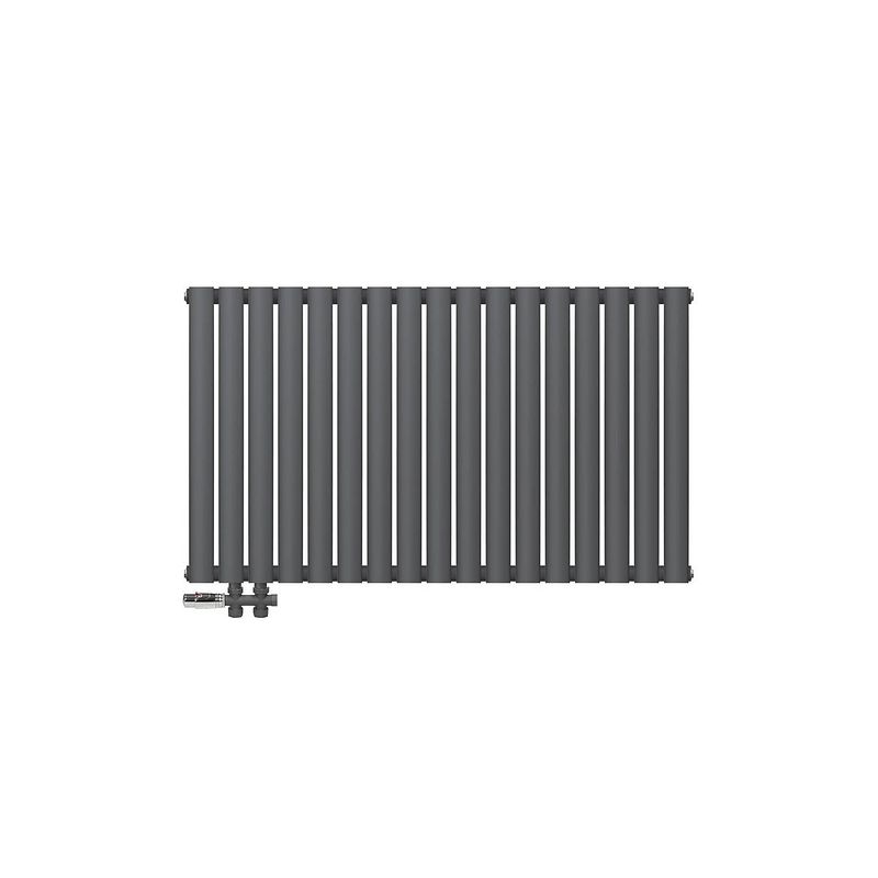 Foto van Paneelradiator dubbellaags 600x1020 mm antraciet met onderaansluitset ml-design