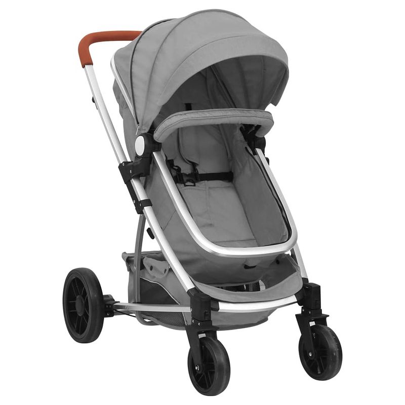 Foto van Vidaxl kinderwagen 2-in-1 aluminium lichtgrijs