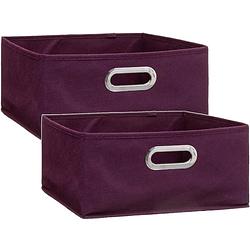 Foto van Set van 2x stuks opbergmand/kastmand 14 liter aubergine paars linnen 31 x 31 x 15 cm - opbergmanden