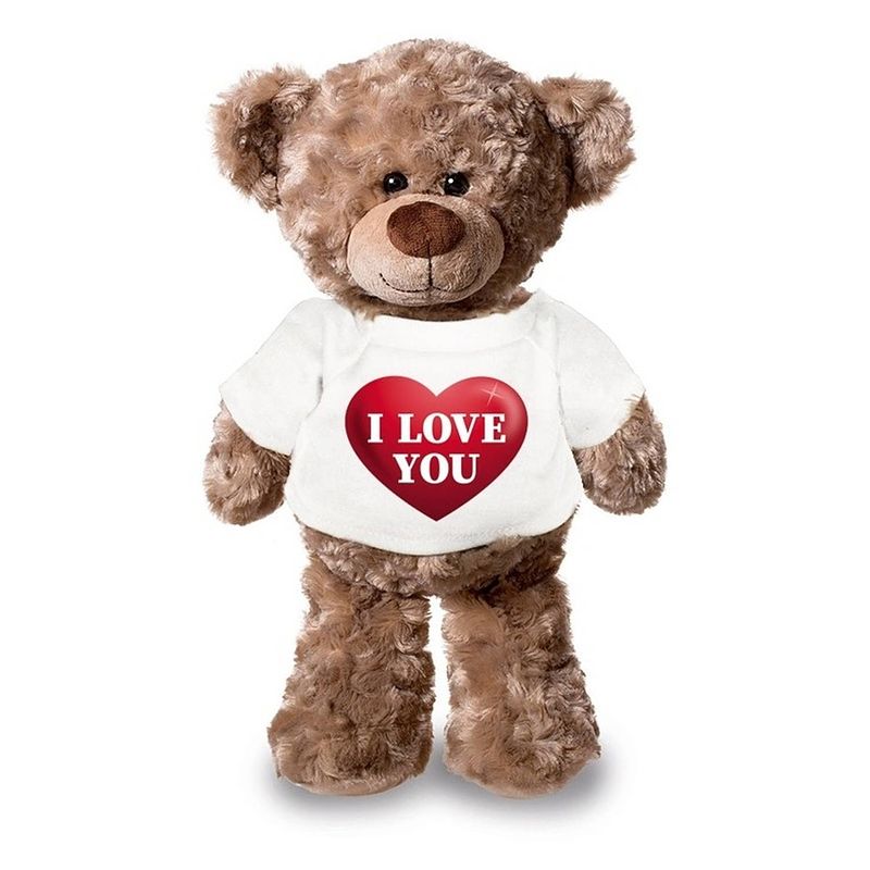 Foto van Knuffel beertje met i love you hartje shirt 24 cm - knuffelberen