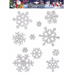 Foto van Kerst raamstickers/raamdecoratie sneeuwvlokken plaatjes 11 stuks - feeststickers